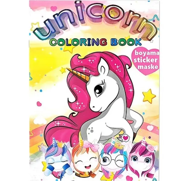 16 Sayfa Unicorn Boyama Kitabı Stickerlı 1 Adet