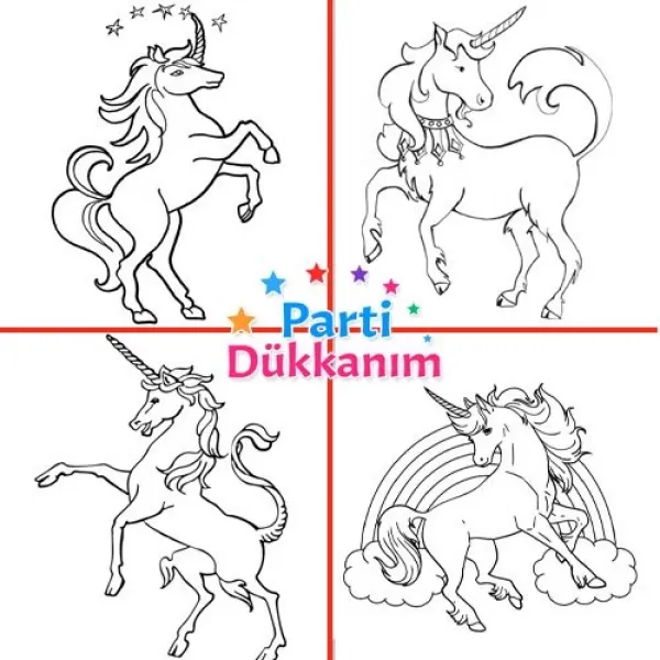 16 Sayfa Unicorn Boyama Kitabı Stickerlı 1 Adet