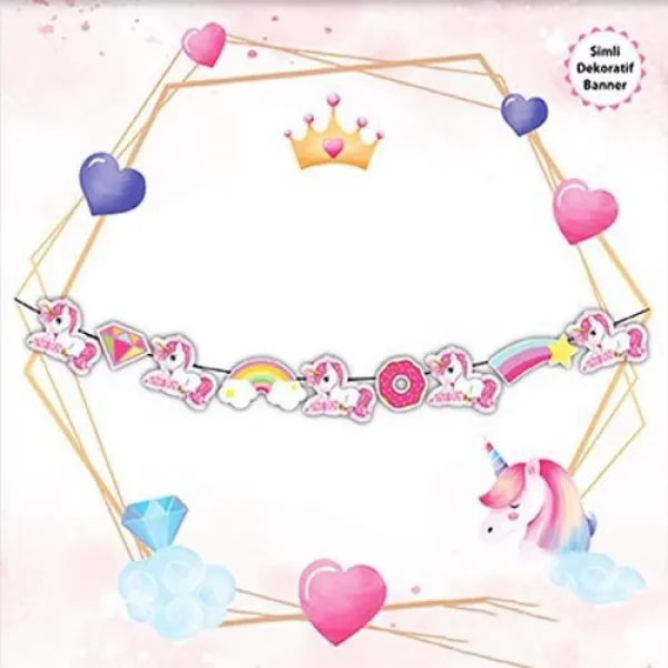Unicorn Dekoratif Banner 165x20 cm