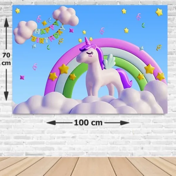 Unicorn Doğum Günü Parti Afişi 70*100 cm