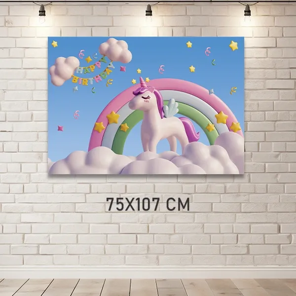 Unicorn Doğum Günü Parti Afişi (75x107 cm)