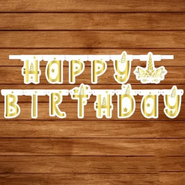 Unicorn Gold Happy Birthday Yazısı (2.5 metre)