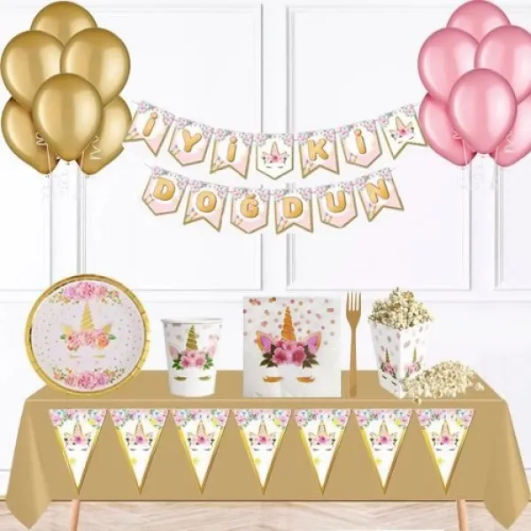 Unicorn Gold Parti Seti 16 Kişilik