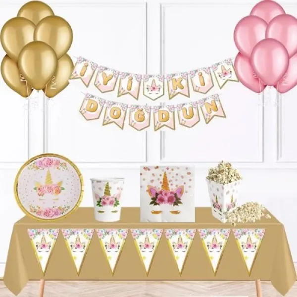 Unicorn Gold Parti Seti 8 Kişilik