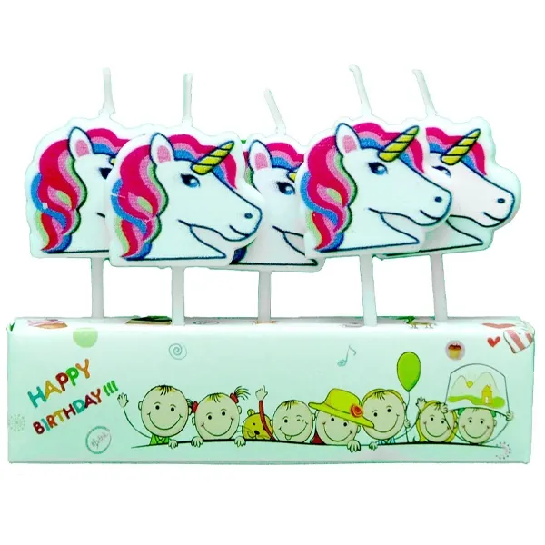 Unicorn Kafa Figürlü Mum 5 Adet