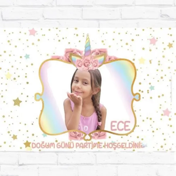 Unicorn Yıldızlı Doğum Günü Afişi 70*100 cm