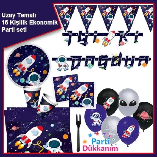 Uzay Temalı 16 Kişilik Ekonomik Parti Seti