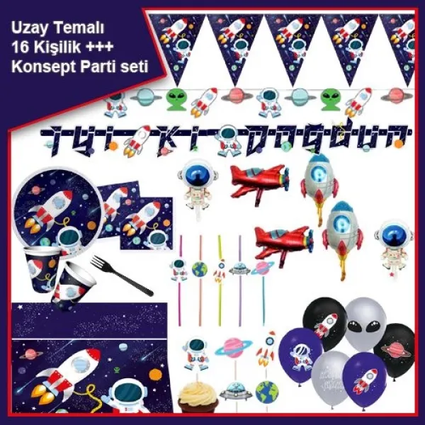 Uzay Temalı 16 Kişilik +++ Full Parti Seti