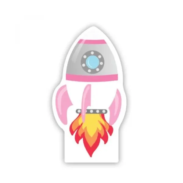 Uzay Temalı Ayaklı Pano Uzay Füzesi Pembe 33x18 cm