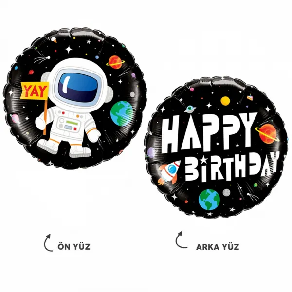 Uzay Temalı Çift Taraflı Folyo Balon 1 Adet (45 cm)