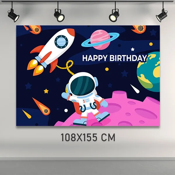 Uzay Temalı Doğum Günü Afişi (108x155 cm)
