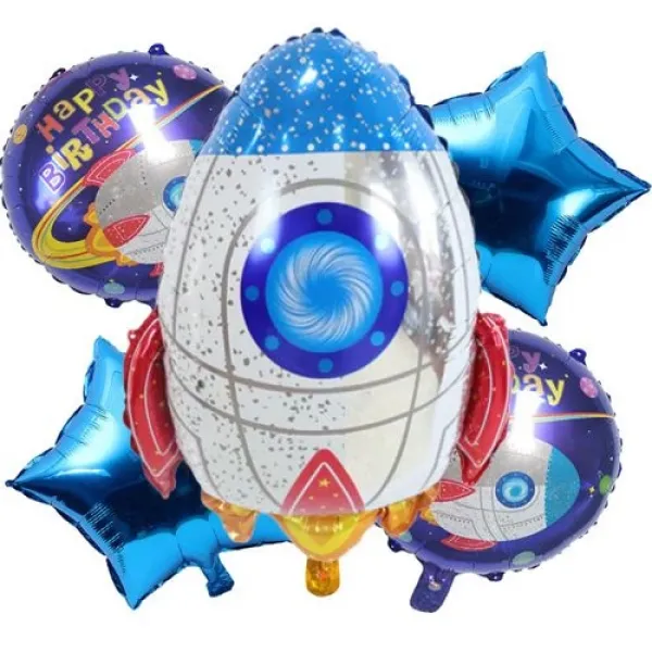 Uzay Temalı Roket Folyo Balon 5li Set