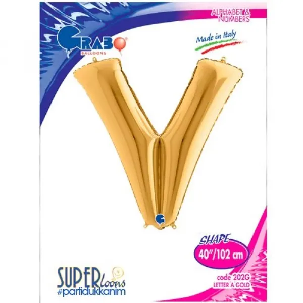 V Harf Folyo Balon – Gold – 100 cm (40 inch)