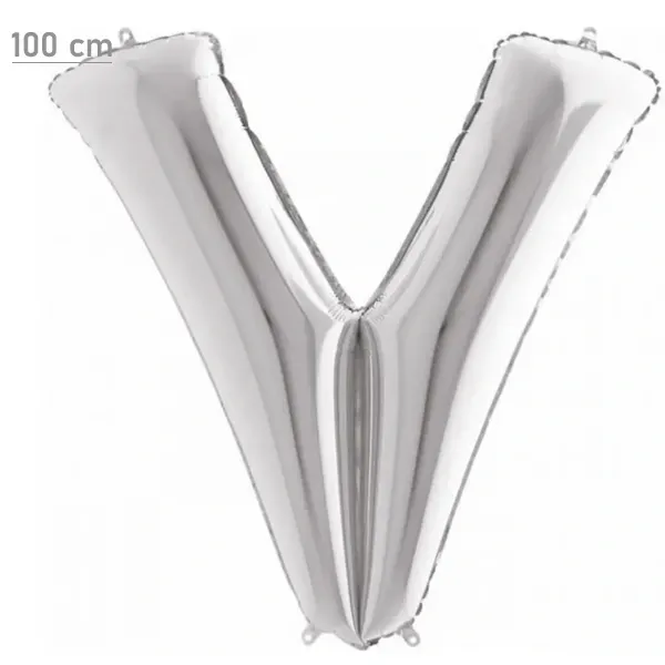 V Harf Folyo Balon – Gümüş – 100 cm (40 inch)