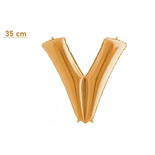V Harf Folyo Balon – Gold – (35 cm - 16 inch)