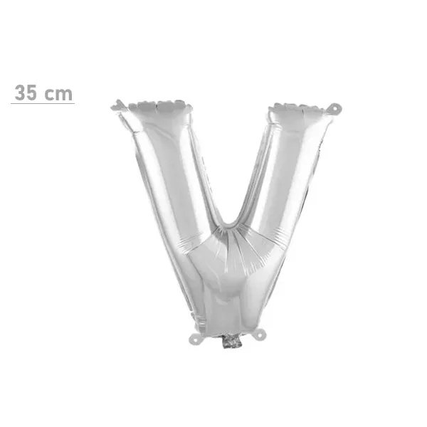 V Harf Folyo Balon – Gümüş – (35 cm - 16 inch)