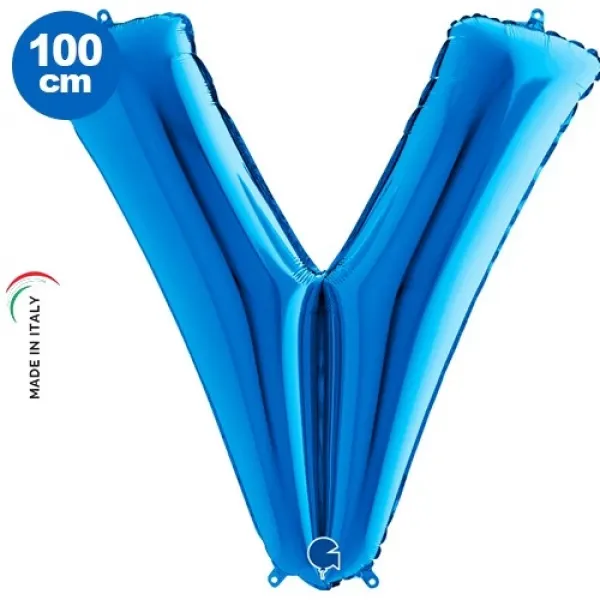 V Harf Folyo Balon – Mavi – 100 cm (40 inch)