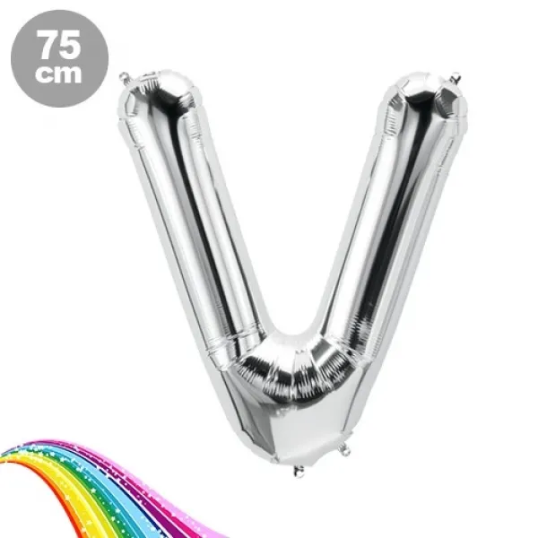 V - Harfi Folyo Balon Gümüş (75 cm)