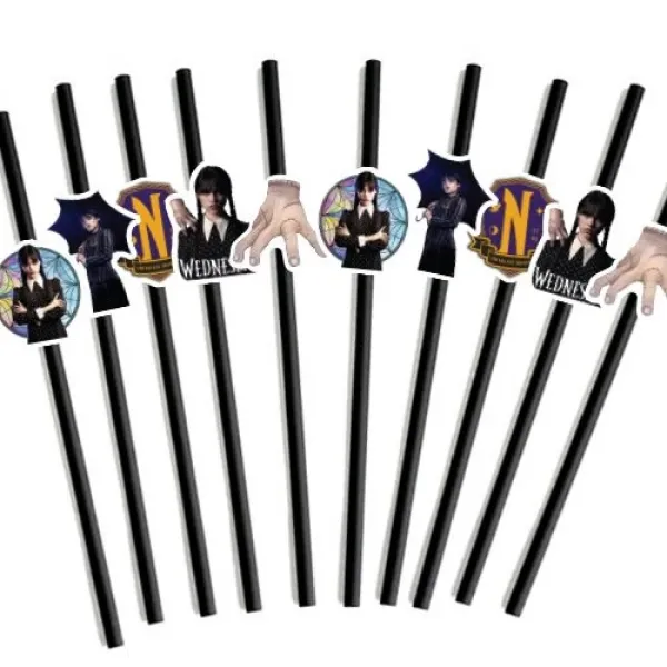 Wednesday Addams Körüklü Pipet (10 Adet)