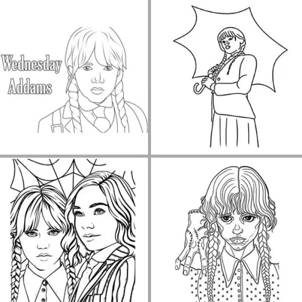 16 Sayfa Wednesday Boyama Kitabı Stickerlı 1 Adet