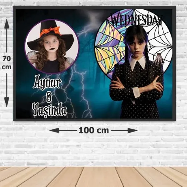 Wednesday Fotoğraflı Doğum Günü Parti Afişi 70*100 cm