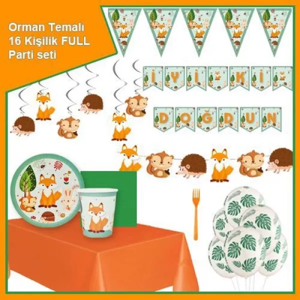 Woodland Temalı 16 Kişilik Ekonomik Parti Seti