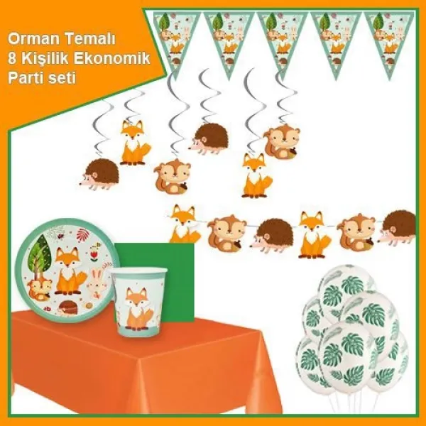 Woodland Temalı 8 Kişilik Ekonomik Parti Seti