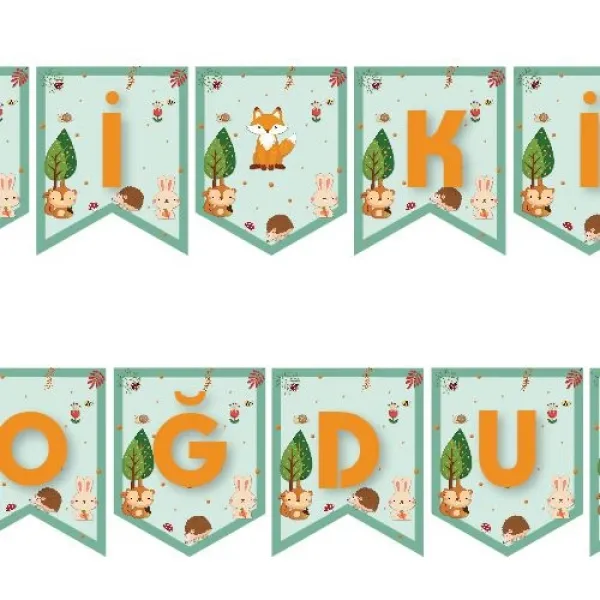 Woodland Temalı İyi ki Doğdun Yazısı 190 cm