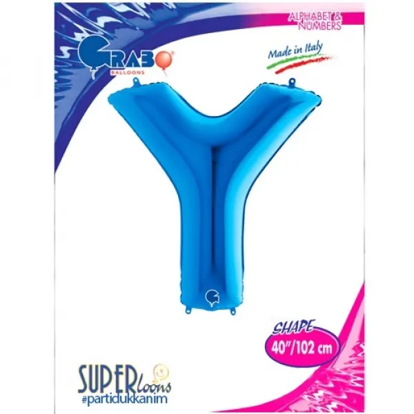 Y Harf Folyo Balon – Mavi – 100 cm (40 inch)