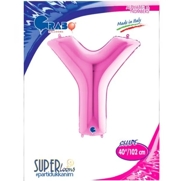 Y Harf Folyo Balon – Pembe – 100 cm (40 inch)