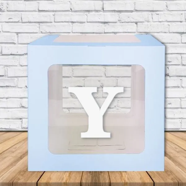 Y - Harfi Şeffaf Balon Kutusu Mavi 16,5 cm