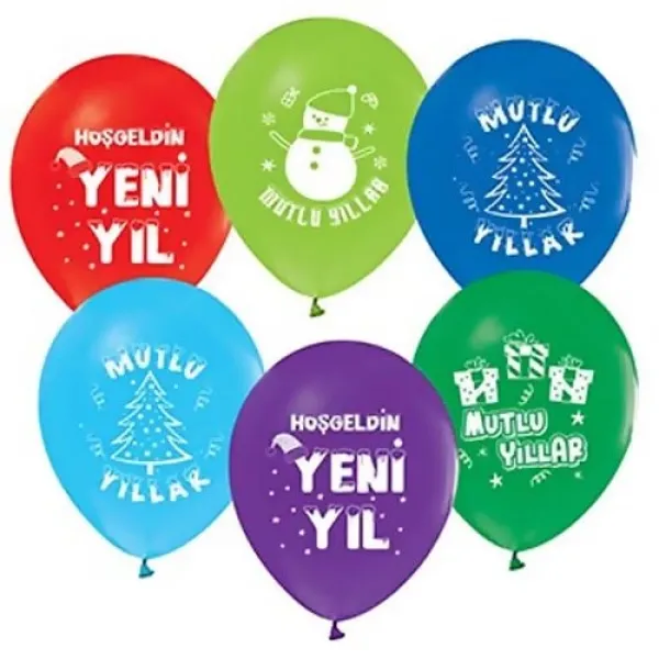 Yeni Yıl Baskılı Balon 10 adet