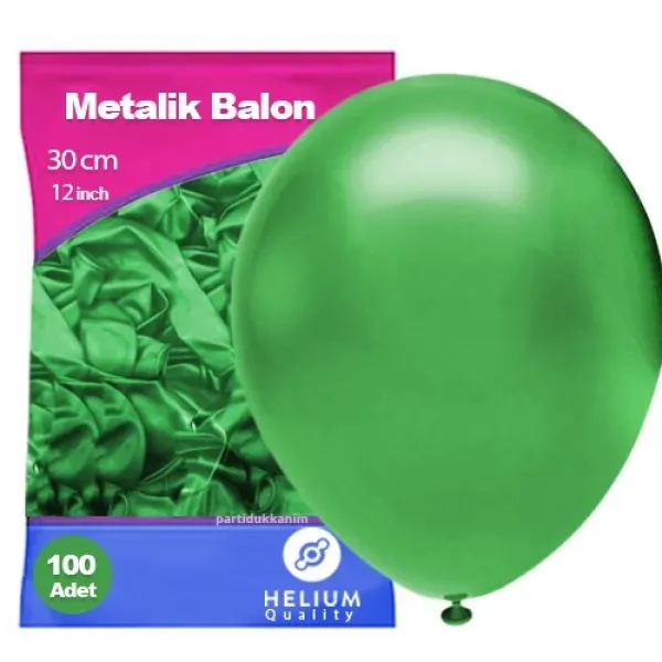 Yeşil Balon Metalik 100 Adet