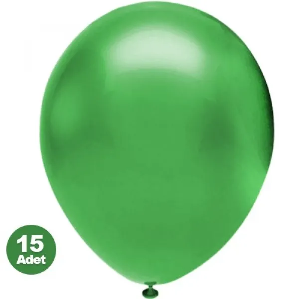 Yeşil Balon Metalik 15 Adet