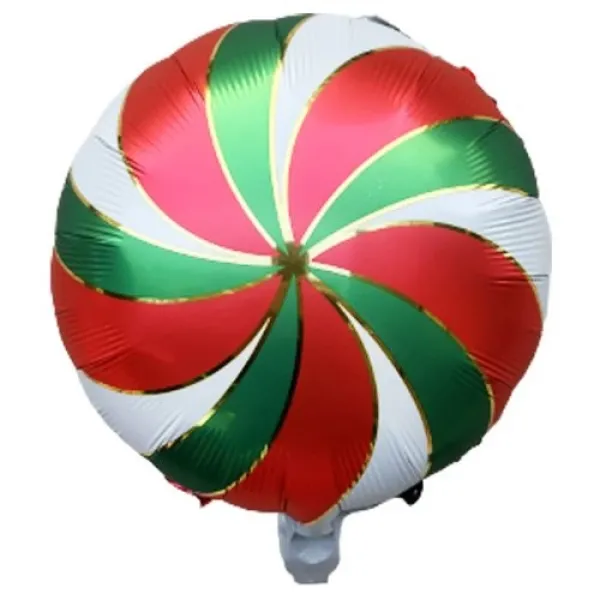 Yeşil Kırmızı Beyaz Lolipop Şeker Folyo Balon 45 cm