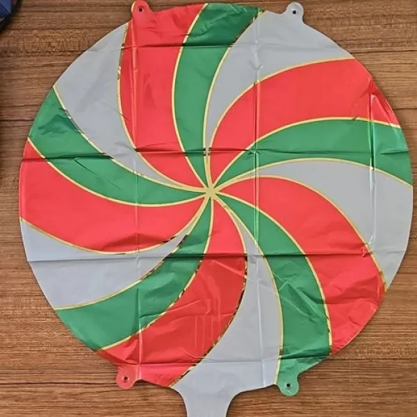 Yeşil Kırmızı Beyaz Lolipop Şeker Folyo Balon 45 cm