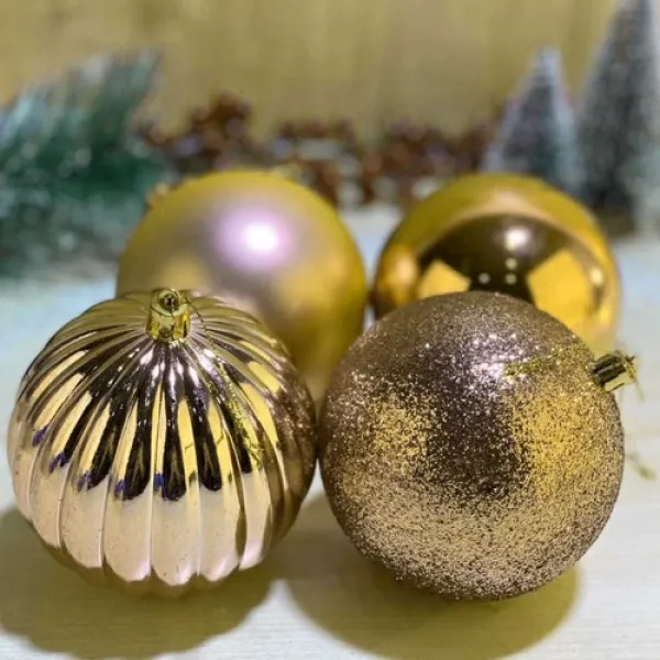 Yılbaşı Ağacı Süsü Gold 4 Adet 10 cm