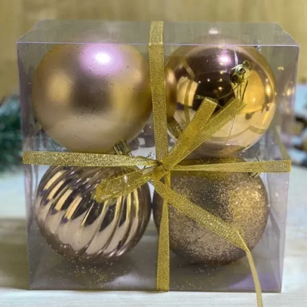 Yılbaşı Ağacı Süsü Gold 4 Adet 10 cm