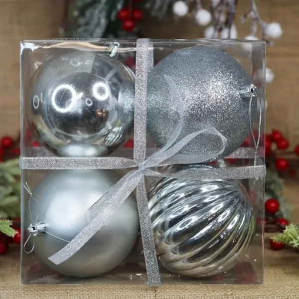 Yılbaşı Ağacı Süsü Gümüş 4 Adet 10 cm