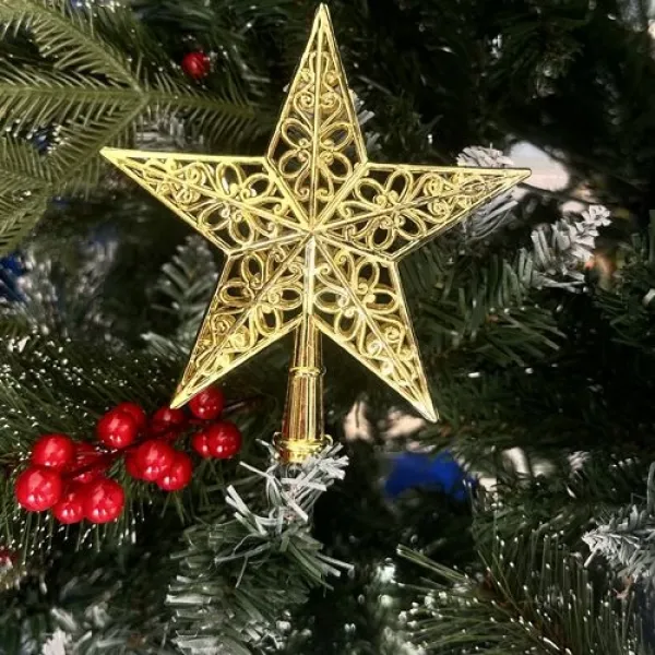 Yılbaşı Ağacı Tepe Süsü Gold Yıldız 1 adet 13 cm