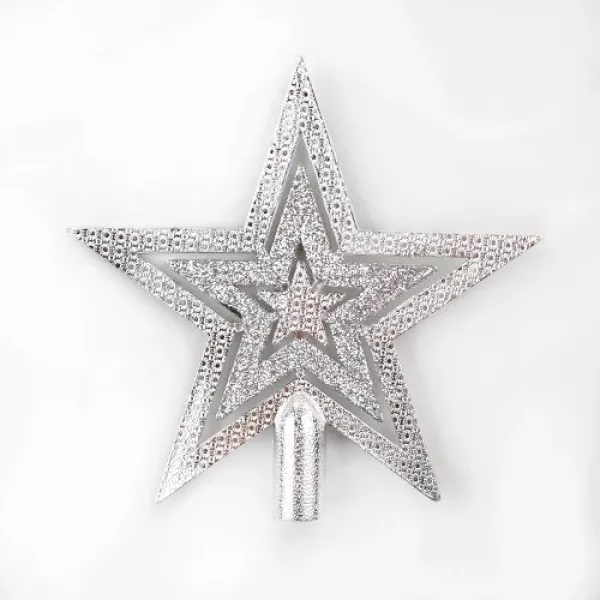 Yılbaşı Ağacı Tepe Süsü Gümüş Yıldız 1 adet 13 cm