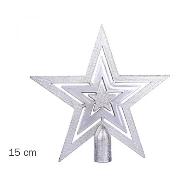 Yılbaşı Ağacı Tepe Süsü Gümüş Yıldız 15 cm 1 adet
