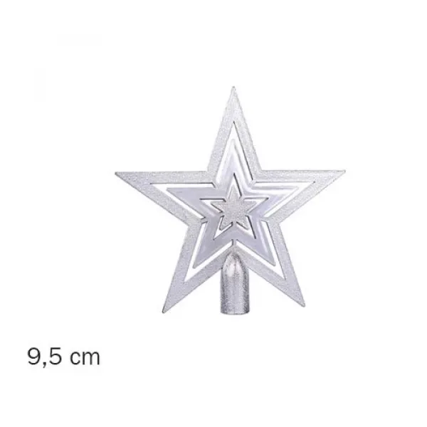 Yılbaşı Ağacı Tepe Süsü Gümüş Yıldız 9,5 cm 1 adet