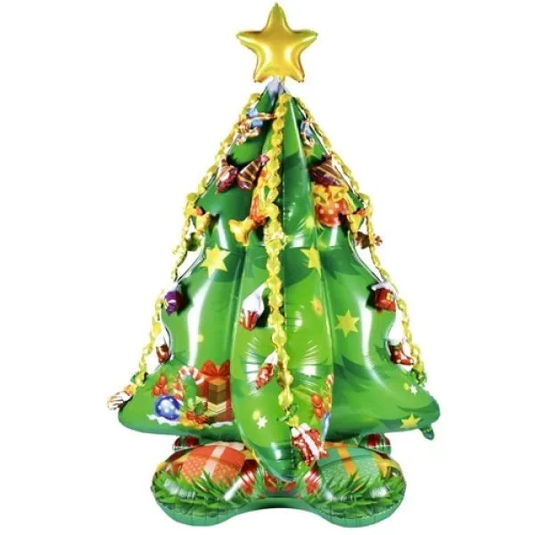 Yılbaşı AYAKLI Çam Ağacı Folyo Balon 145x105 cm 3D
