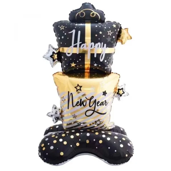 Yılbaşı AYAKLI Happy New Year Folyo Balon (120x58 cm)