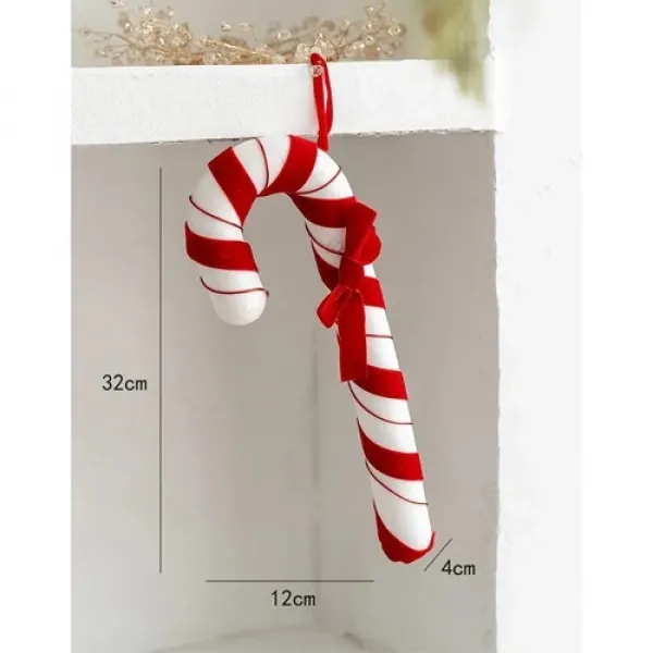 Yılbaşı Baston Kırmızı Beyaz Şeker Süs 32 cm 1 Adet