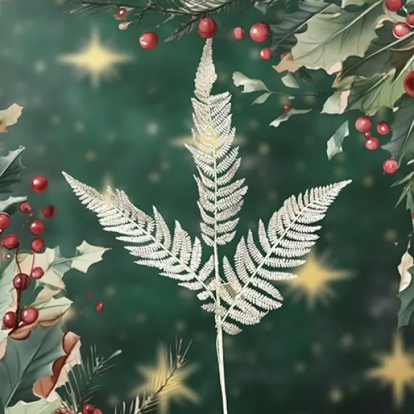 Yılbaşı Beyaz Simli Çam Ağacı Yapay Dal (90 cm - 1 Adet)