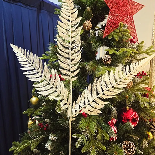 Yılbaşı Beyaz Simli Çam Ağacı Yapay Dal (90 cm - 1 Adet)