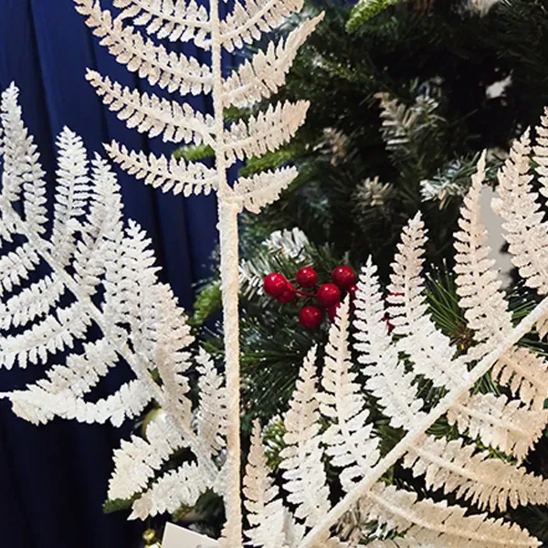 Yılbaşı Beyaz Simli Çam Ağacı Yapay Dal (90 cm - 1 Adet)