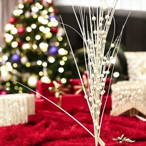 Yılbaşı Beyaz Simli Kokinalı Yapay Dal (90 cm - 1 Adet)